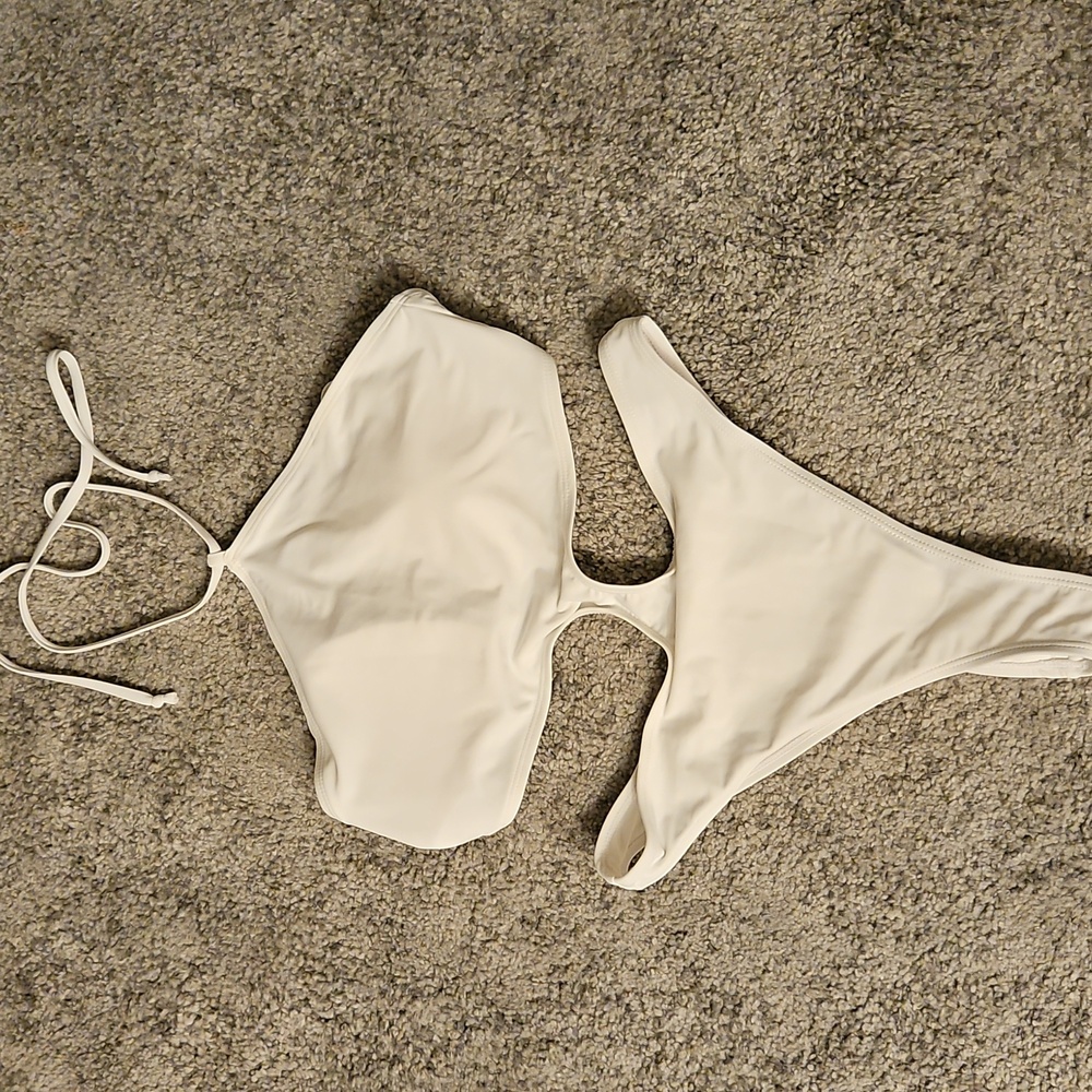 Fabletics White Cut-Out One Piece Swimsuit